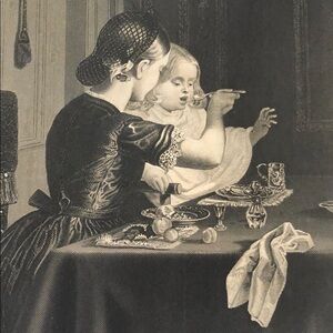 Baby's Turn 8.75" x 5.75" Antique Engraving/Print